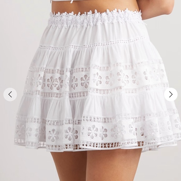 NWT Charo Ruiz Lea guipure lace-trimmed cotton-blend voile mini skirt size Large - Picture 2 of 11